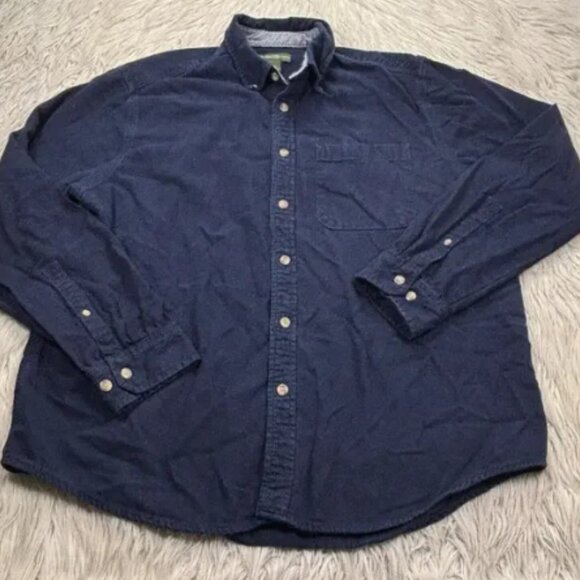 Eddie Bauer Men's XL Navy Blue Button Down Long Sleeve Flannel Shirt - Picture 1 of 5
